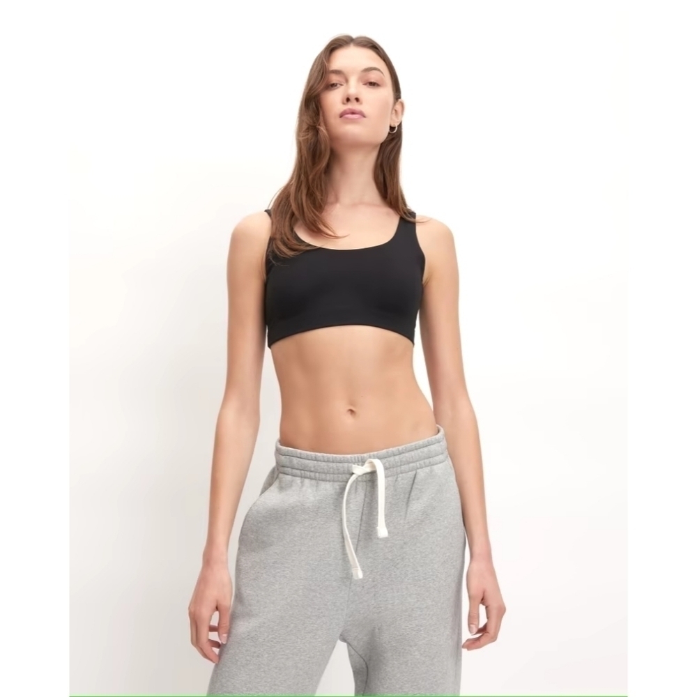 Everlane Perform Bra Black Women Square Neck Tank Bralette Sports NEW